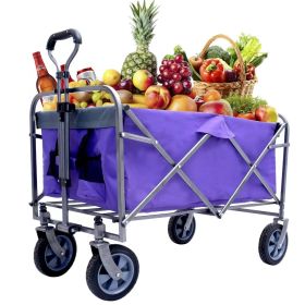 Outdoor Garden Multipurpose Micro Collapsible Beach Trolley Cart Camping Folding Wagon (Color: as Pic)